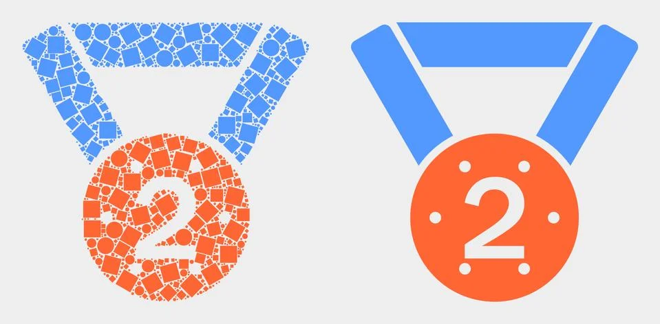 Pixelated and Flat Vector 2Nd Place Medal Icon 스톡 일러스트
