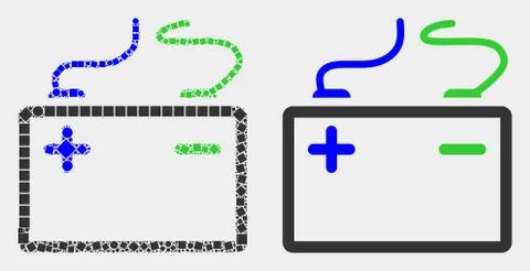 Pixelated and Flat Vector Accumulator Battery Icon Stock Illustration