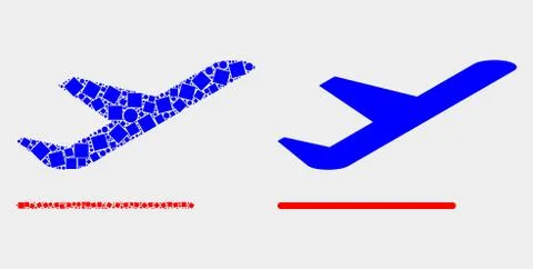 Pixelated and Flat Vector Airplane Departure Icon Illustrazione stock