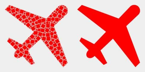 Pixelated and Flat Vector Airplane Icon Stock Illustration