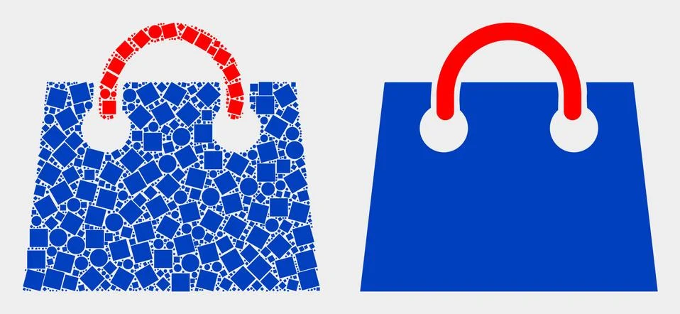 Pixelated and Flat Vector Airport Shopping Bag Icon 스톡 일러스트