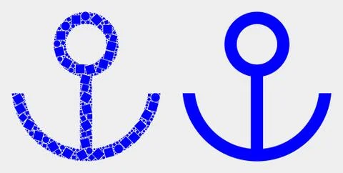 Pixelated and Flat Vector Anchor Icon Stock Illustration
