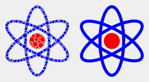 Pixelated and Flat Vector Atom Model Icon Illustrazione stock