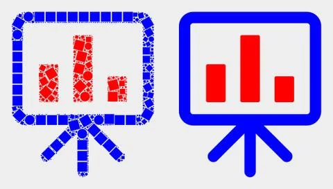 Pixelated and Flat Vector Bar Chart Presentation Icon Stock Illustration