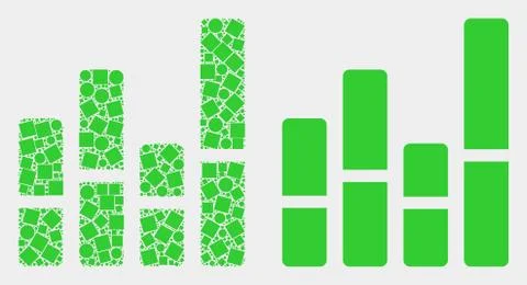 Pixelated and Flat Vector Bar Chart Icon 스톡 일러스트
