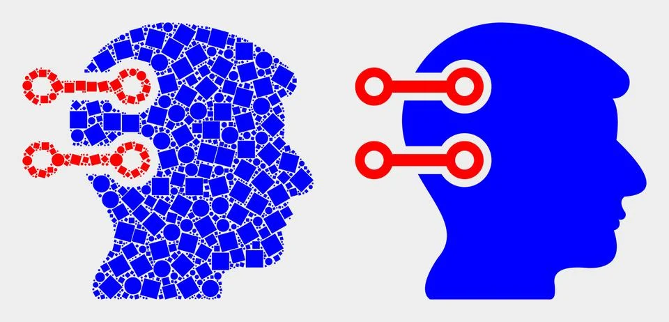 Pixelated and Flat Vector Brain Interface Links Icon Stockillustratie