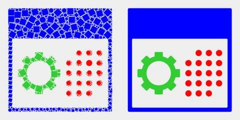 Pixelated and Flat Vector Calendar Settings Icon Stock Illustration