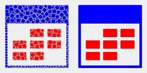 Pixelated and Flat Vector Calendar Week Items Icon Stock Illustration