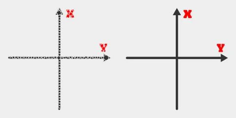 Pixelated and Flat Vector Cartesian Axes Icon Stock Illustration