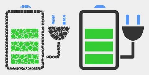 Pixelated and Flat Vector Charge Battery Icon Illustrazione stock