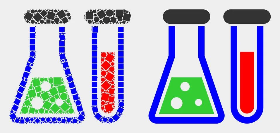 Pixelated and Flat Vector Chemical Glassware Icon Illustrazione stock