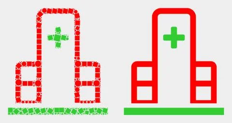 Pixelated and Flat Vector Clinic Building Icon Ilustración de archivo