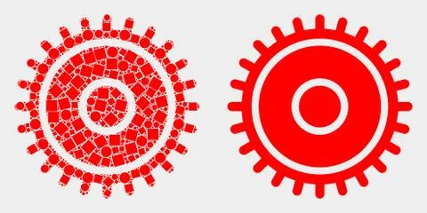 Pixelated and Flat Vector Cog Icon Illustrazione stock
