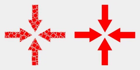 Pixelated and Flat Vector Collapse Arrows Icon Stock Illustration