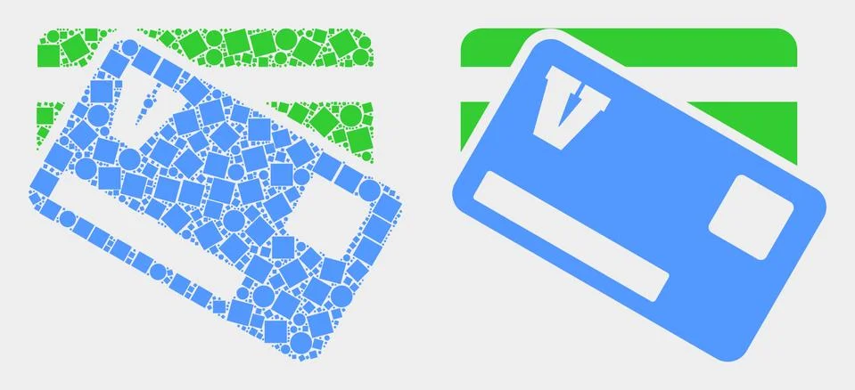 Pixelated and Flat Vector Credit Cards Icon Illustrazione stock