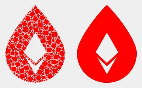 Pixelated and Flat Vector Crystal Drop Icon Illustrazione stock