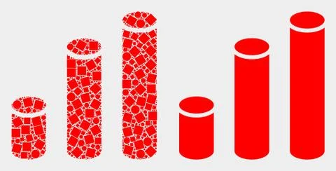 Pixelated and Flat Vector Cylinder Chart Icon Illustrazione stock