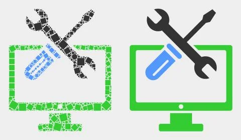 Pixelated and Flat Vector Desktop Options Icon イラスト素材