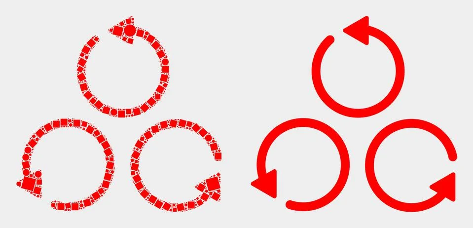 Pixelated and Flat Vector Different Rotation Icon 스톡 일러스트