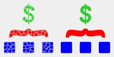 Pixelated and Flat Vector Dollar Aggregation Icon Stock Illustration