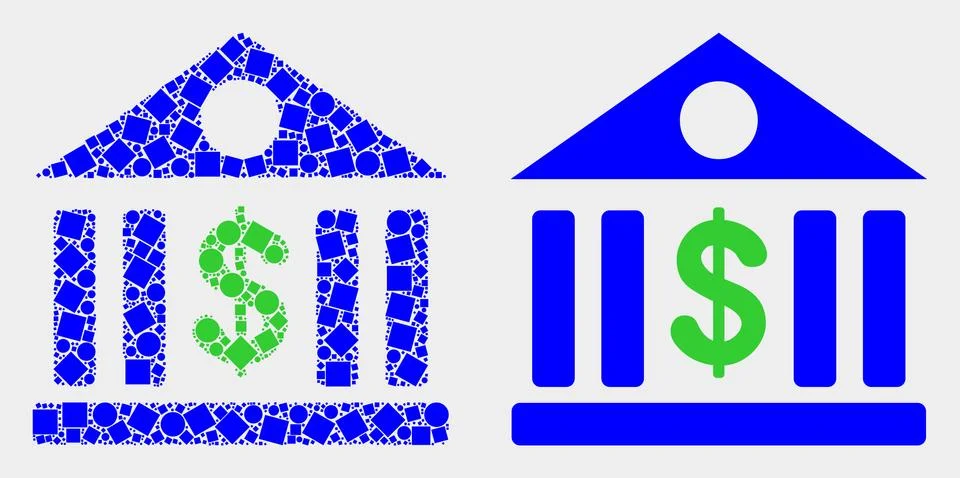 Pixelated and Flat Vector Dollar Bank Icon Ilustración de archivo