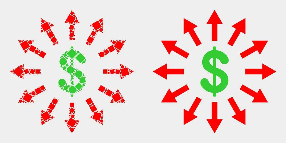 Pixelated and Flat Vector Dollar Emission Icon 스톡 일러스트