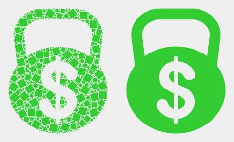 Pixelated and Flat Vector Dollar Weight Icon Ilustración de archivo
