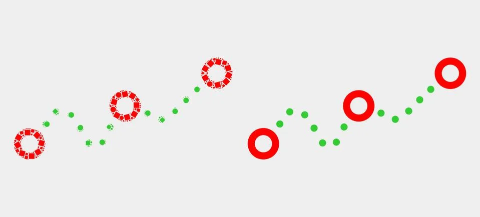 Pixelated and Flat Vector Dotted Chart Icon Illustrazione stock