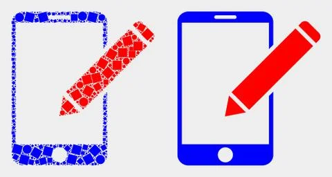 Pixelated and Flat Vector Edit Phone Records Icon 스톡 일러스트