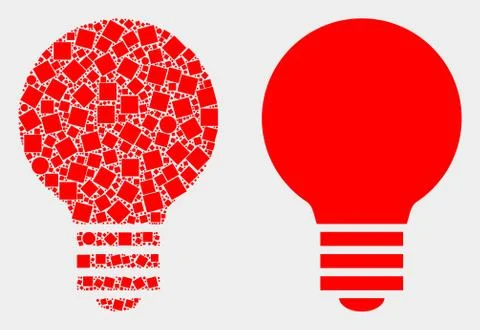 Pixelated and Flat Vector Electric Bulb Icon Illustrazione stock