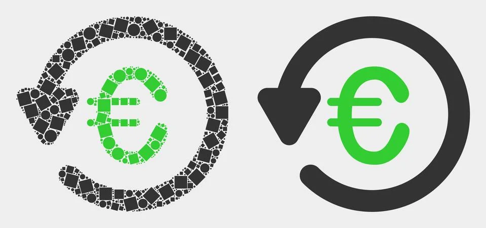 Pixelated and Flat Vector Euro Chargeback Icon Illustrazione stock
