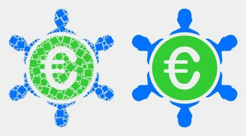Pixelated and Flat Vector Euro People Company Icon Illustrazione stock