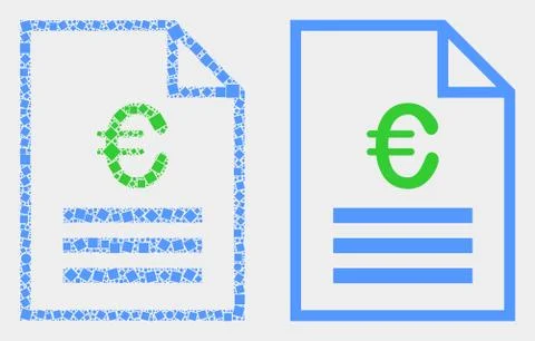 Pixelated and Flat Vector Euro Price Page Icon Illustrazione stock