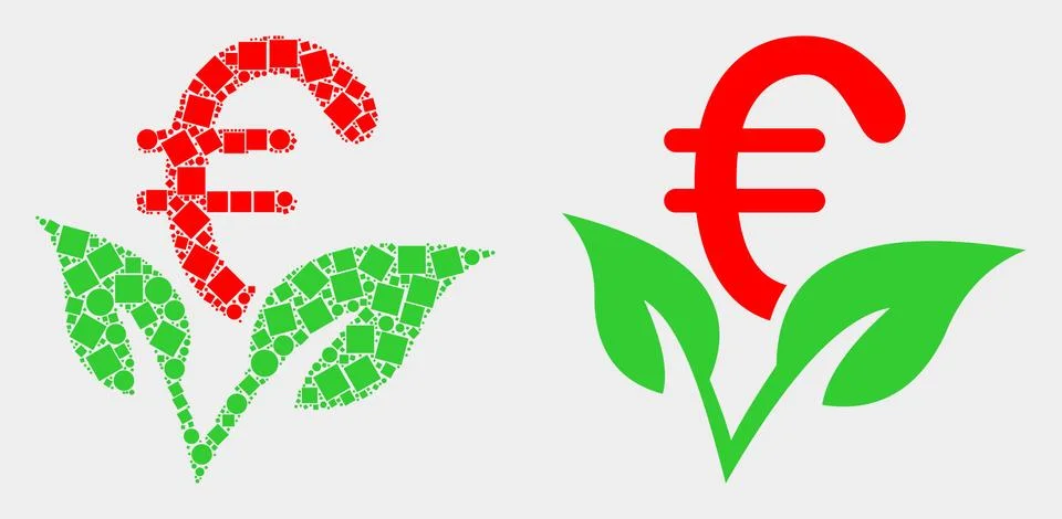 Pixelated and Flat Vector Euro Startup Sprout Icon Stockillustratie