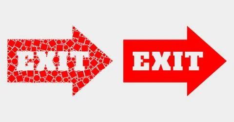 Pixelated and Flat Vector Exit Arrow Icon Stock Illustration
