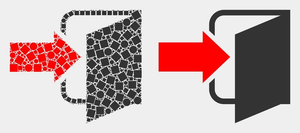 Pixelated and Flat Vector Exit Door Icon Illustrazione stock