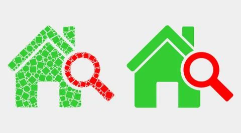 Pixelated and Flat Vector Explore Realty Icon Illustrazione stock