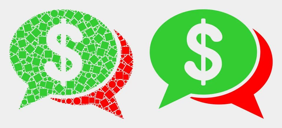 Pixelated and Flat Vector Financial Chat Messages Icon Illustrazione stock