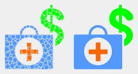 Pixelated and Flat Vector Financial Medical Case Icon Illustrazione stock