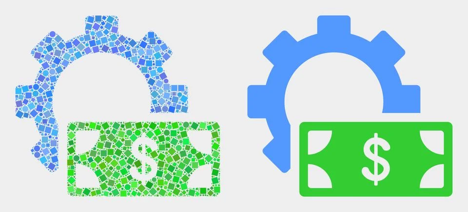 Pixelated and Flat Vector Financial Settings Gear Icon 스톡 일러스트