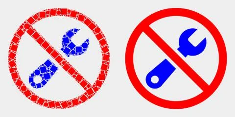 Pixelated and Flat Vector Forbidden Repair Icon Illustrazione stock