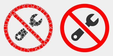 Pixelated and Flat Vector Forbidden Repair Icon Illustrazione stock