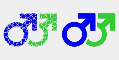 Pixelated and Flat Vector Gay Pair Symbol Icon 스톡 일러스트