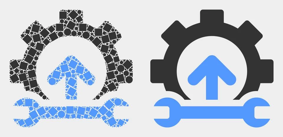 Pixelated and Flat Vector Gear Integration Arrow Icon 스톡 일러스트