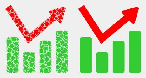 Pixelated and Flat Vector Graph Chart Icon Stock Illustration