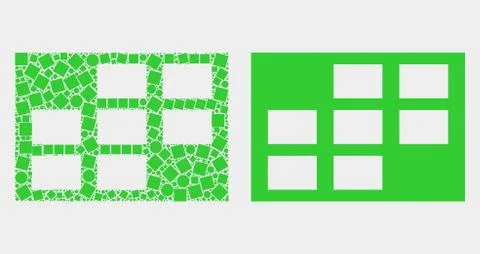 Pixelated and Flat Vector Grid Cells Icon Illustrazione stock