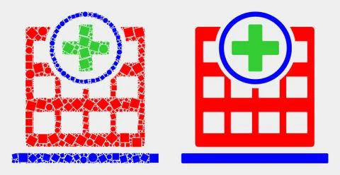 Pixelated and Flat Vector Hospital Building Icon Ilustración de archivo