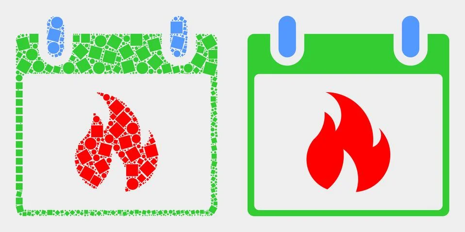Pixelated and Flat Vector Hot Calendar Leaf Icon Illustrazione stock