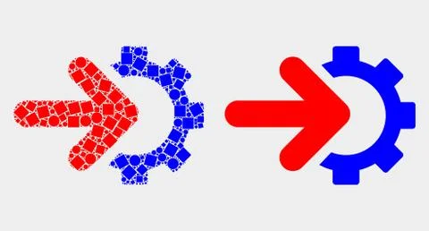 Pixelated and Flat Vector Integration Gear Icon Illustrazione stock