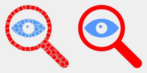 Pixelated and Flat Vector Investigate Icon Illustrazione stock